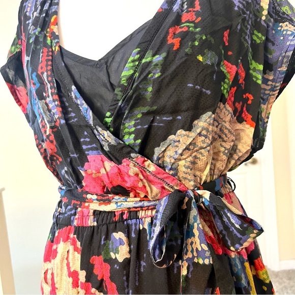 Anthropologie Astrid Needlepoint Floral Pockets V-Neck Dress Modal bobo size M - Picture 5 of 13